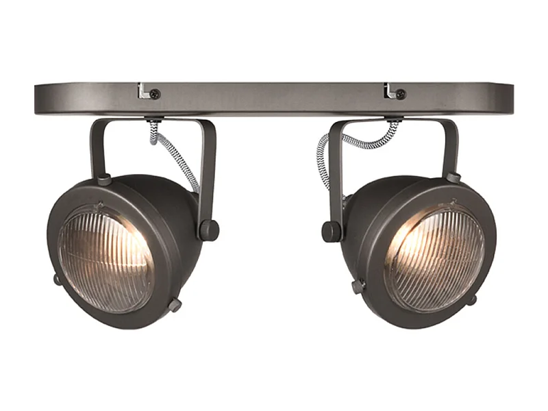 Spot Moto LED - Acier Brûlé - Métal - 2 Feux