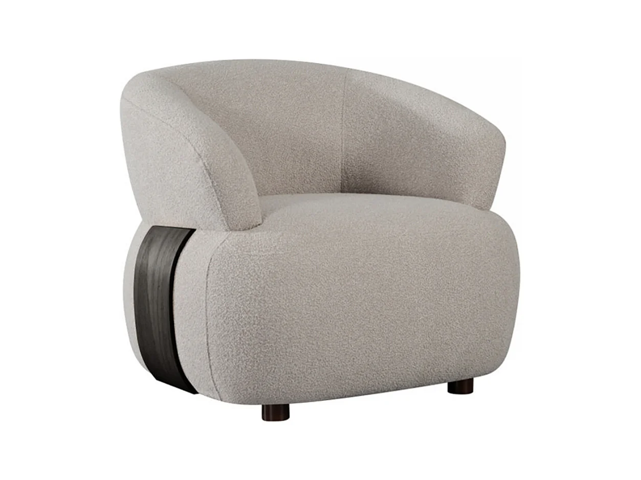 Fauteuil Valenza - Naturel - Tissu - Bois noir - 79x83x73 cm