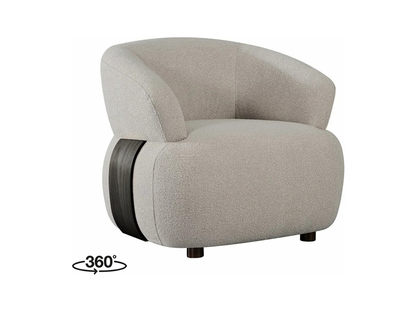 Fauteuil Valenza - Naturel - Tissu - Bois noir - 79x83x73 cm