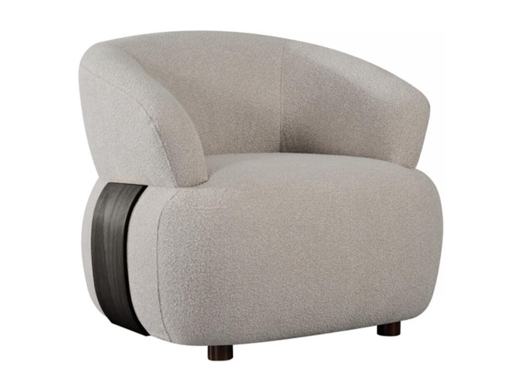 Fauteuil Valenza - Naturel - Stof - Zwart hout - 79x83x73 cm