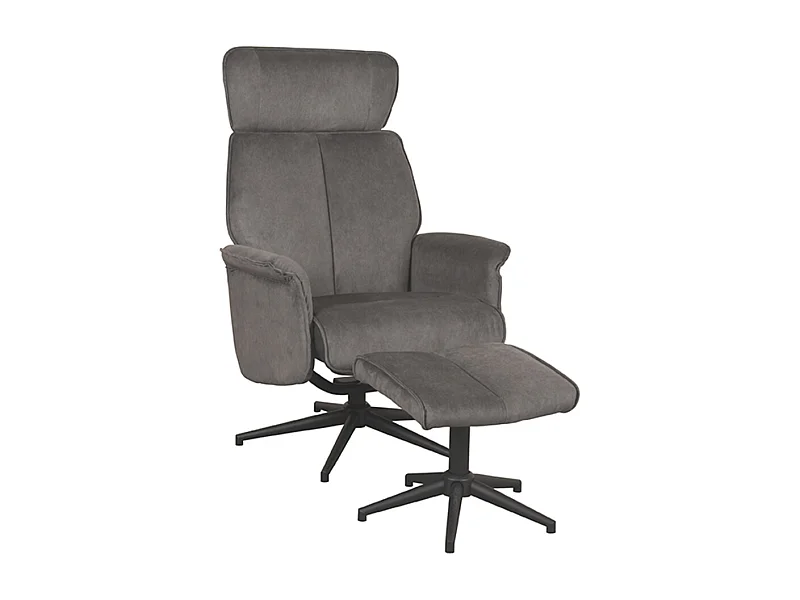 Fauteuil Verdal - Antraciet - Cosmo - Incl. Hocker - 79x77x109 cm