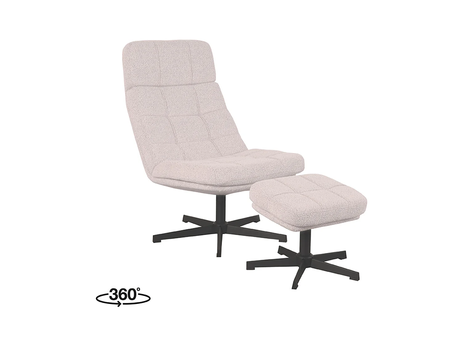 Fauteuil Alvar - Naturel - Boucle - Incl. Ottoman