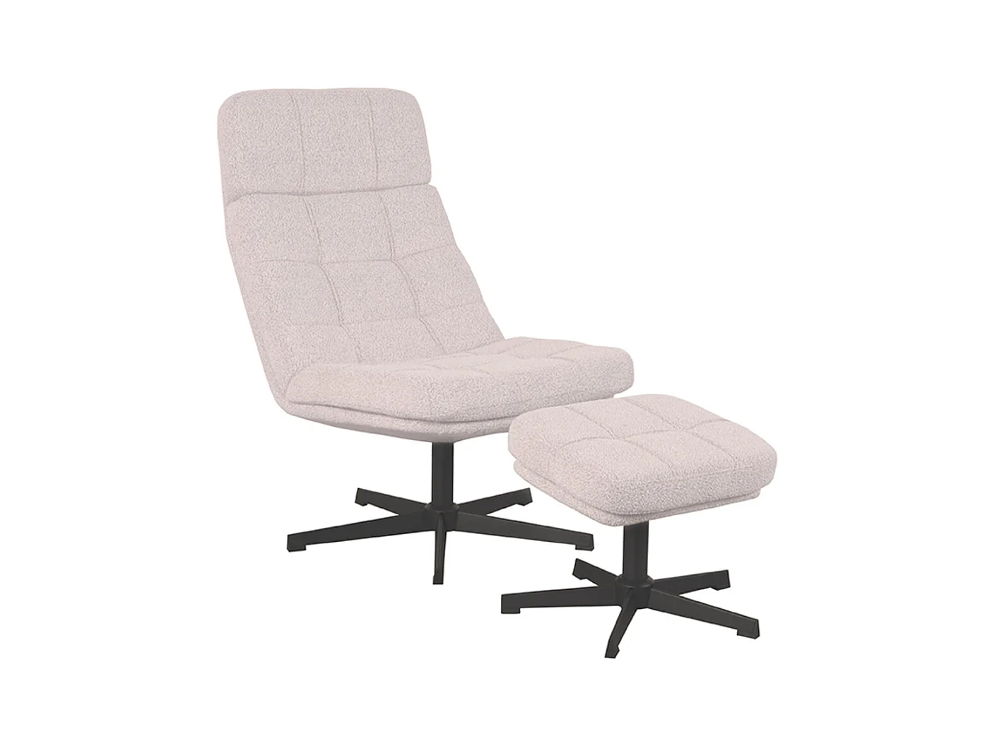 Fauteuil Alvar - Naturel - Boucle - Incl. Ottoman