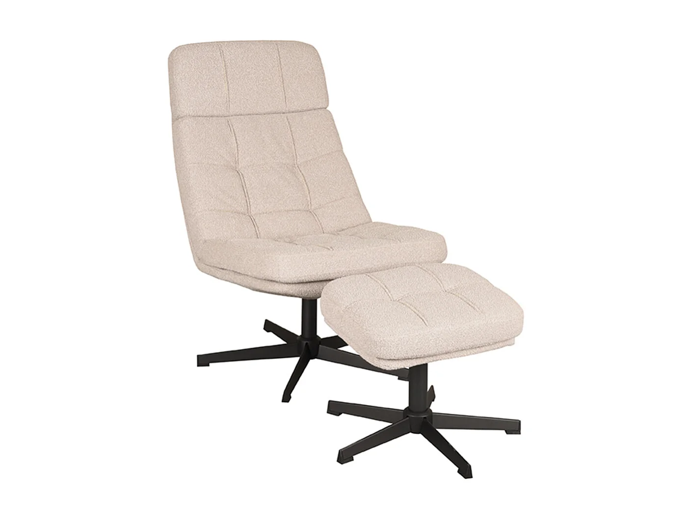 Fauteuil Alvar - Naturel - Boucle - Avec pouf