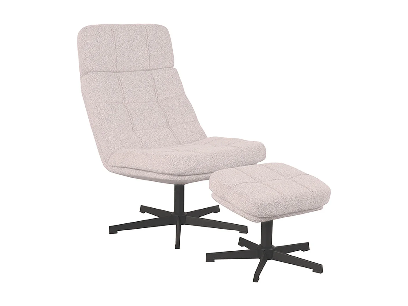 Fauteuil Alvar - Naturel - Boucle - Avec pouf