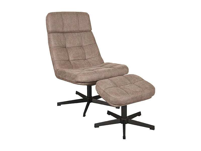 Fauteuil Alvar - Taupe - Micro Suede - Avec repose-pieds - 57 x 53 x 83 cm