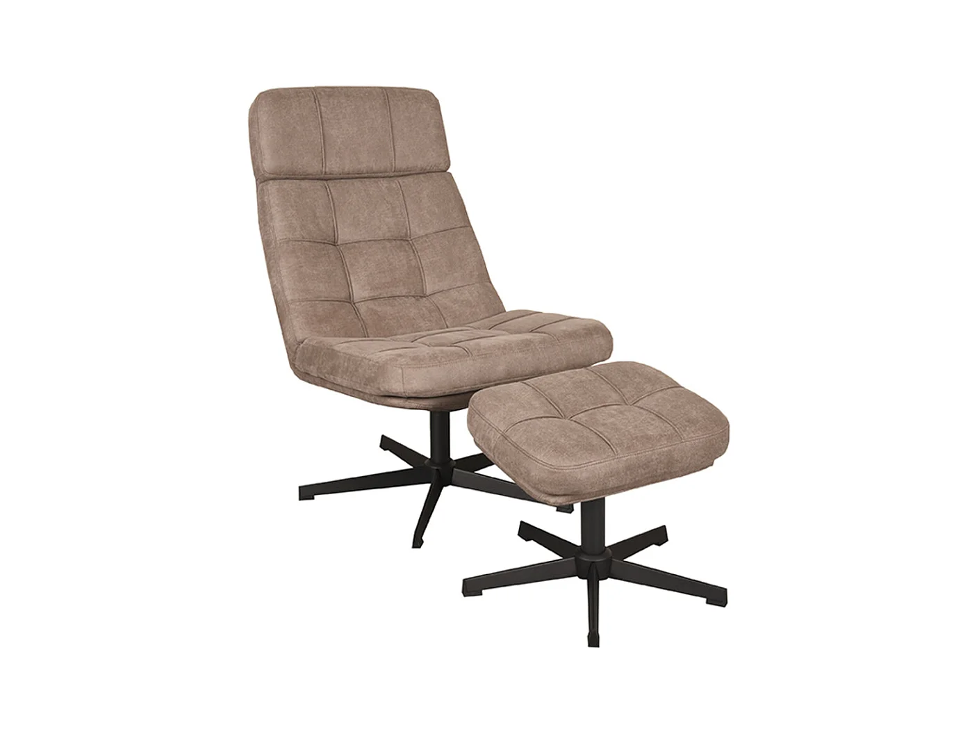 Fauteuil Alvar - Taupe - Micro Suede - Avec repose-pieds - 57 x 53 x 83 cm