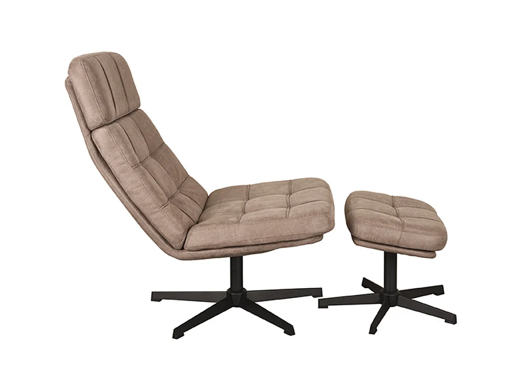 Fauteuil Alvar - Taupe - Micro Suede - Avec repose-pieds - 57 x 53 x 83 cm