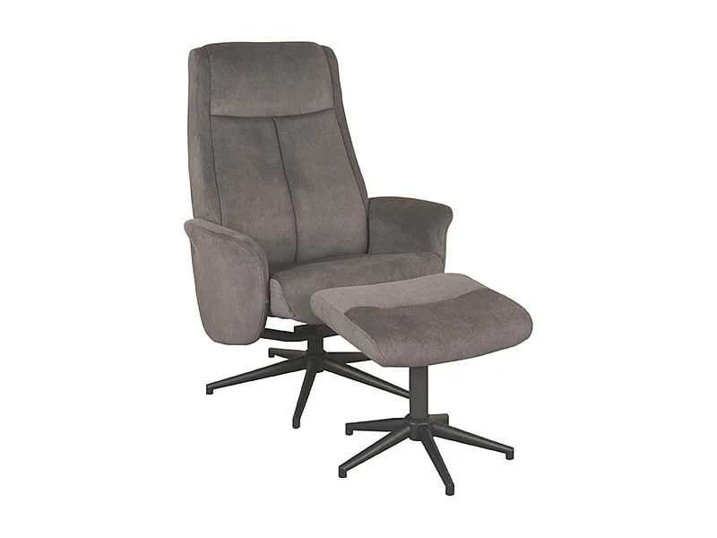 Fauteuil Bergen - Antraciet - Cosmo - Incl. Hocker - 62x77x53  cm