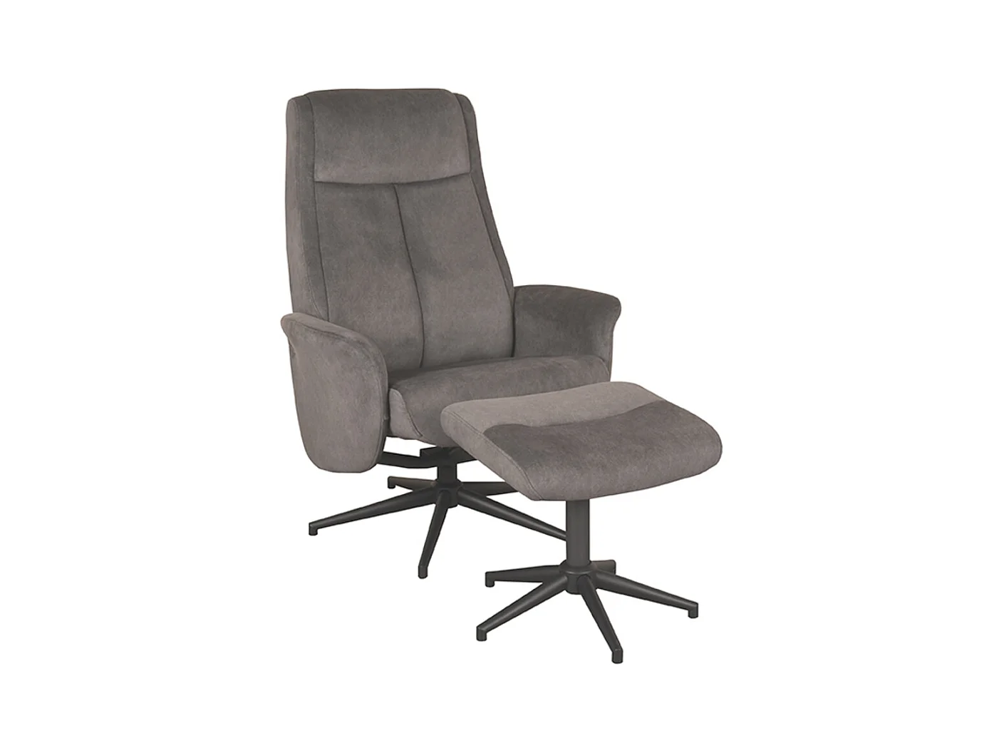 Fauteuil Bergen - Anthracite - Cosmo - Tabouret inclus - 62x77x53 cm