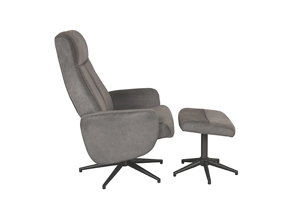 Fauteuil Bergen - Anthracite - Cosmo - Tabouret inclus - 62x77x53 cm