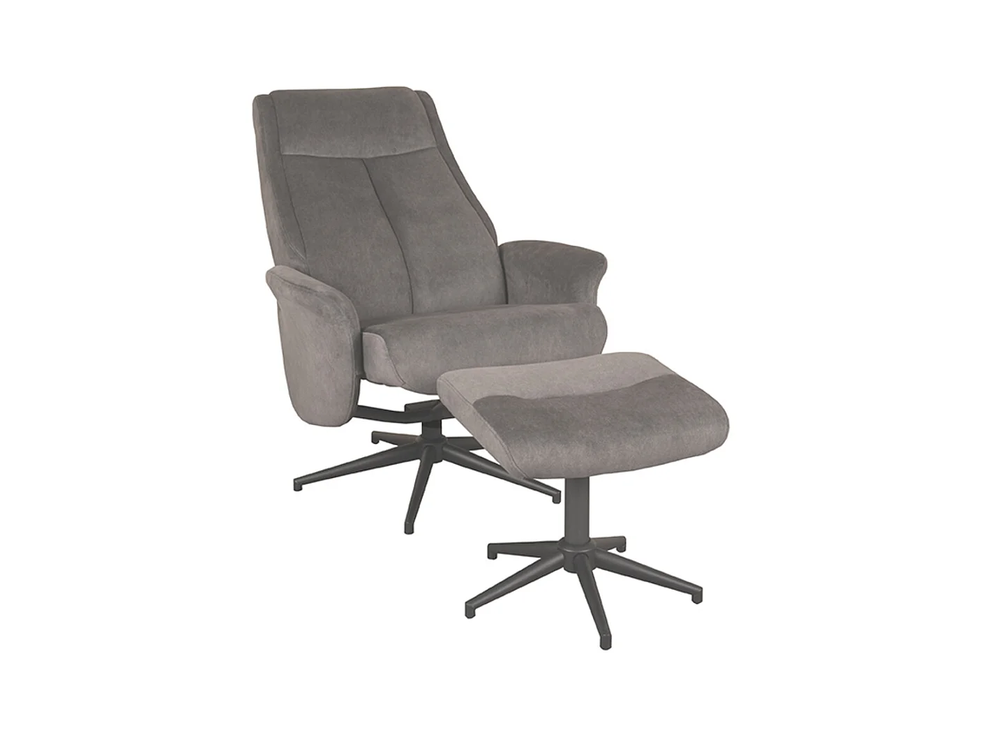 Fauteuil Bergen - Anthracite - Cosmo - Tabouret inclus - 62x77x53 cm