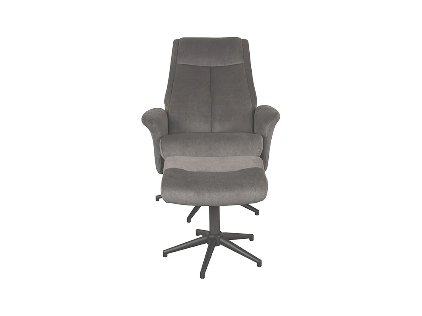 Fauteuil Bergen - Anthracite - Cosmo - Tabouret inclus - 62x77x53 cm
