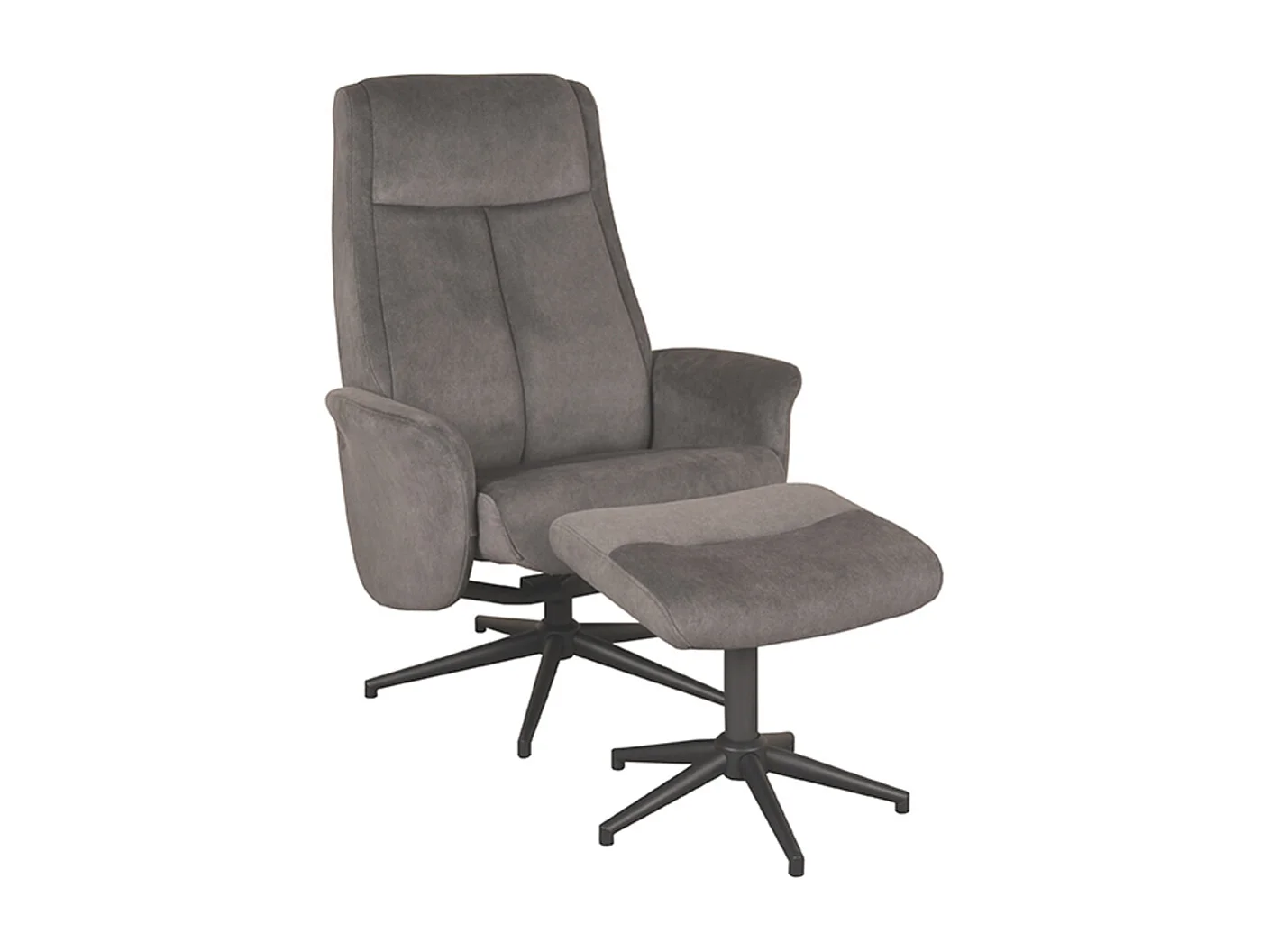 Fauteuil Bergen - Anthracite - Cosmo - Tabouret inclus - 62x77x53 cm