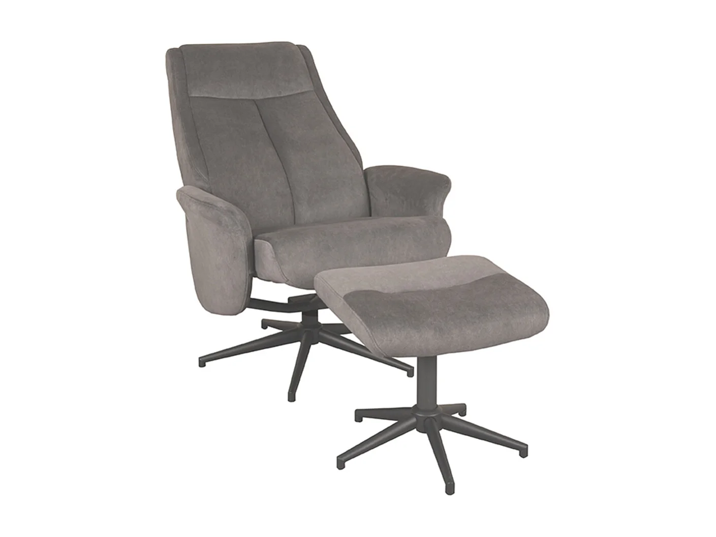 Fauteuil Bergen - Anthracite - Cosmo - Tabouret inclus - 62x77x53 cm