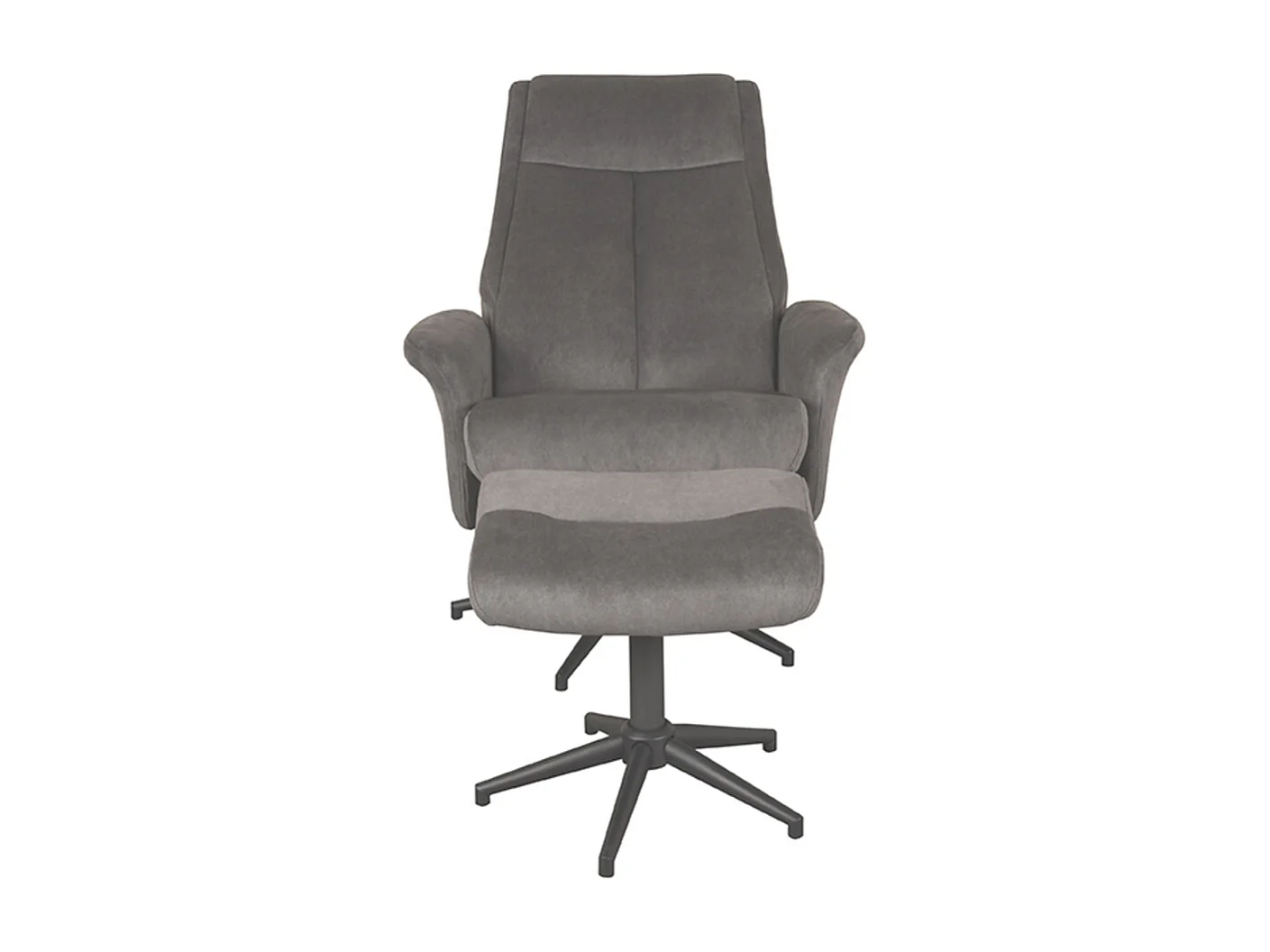 Fauteuil Bergen - Anthracite - Cosmo - Tabouret inclus - 62x77x53 cm