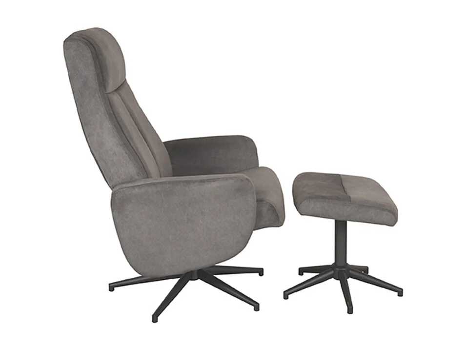 Fauteuil Bergen - Anthracite - Cosmo - Tabouret inclus - 62x77x53 cm
