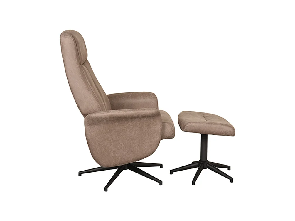 Fauteuil Bergen - Taupe - Micro Suede - Avec repose-pieds - 62 x 77 x 53 cm