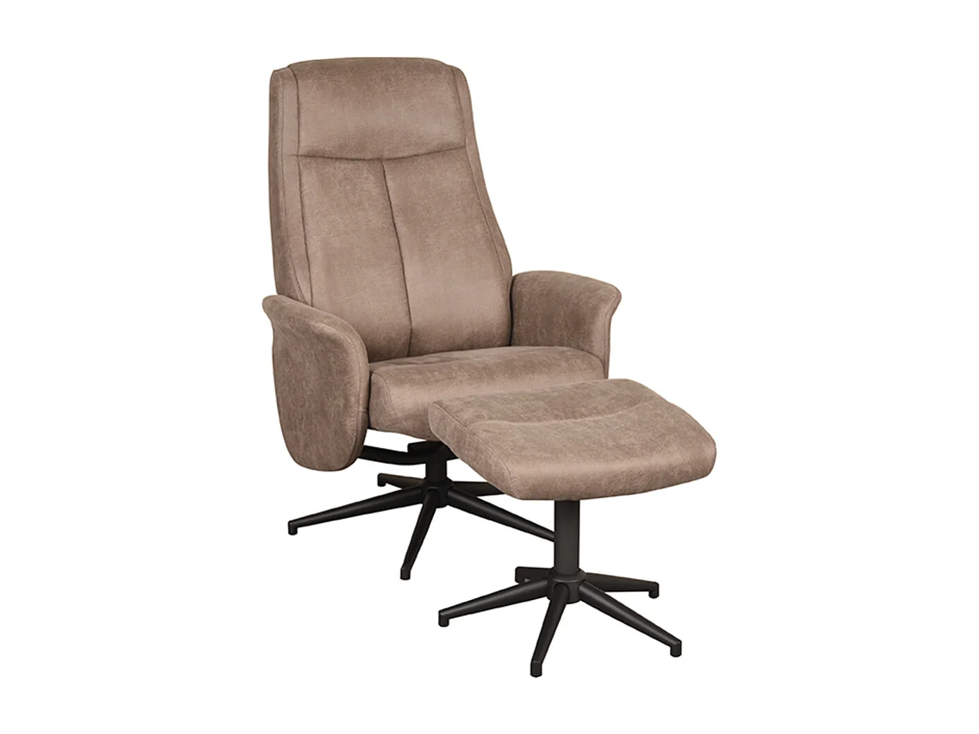 Fauteuil Bergen - Taupe - Micro Suede - Avec repose-pieds - 62 x 77 x 53 cm