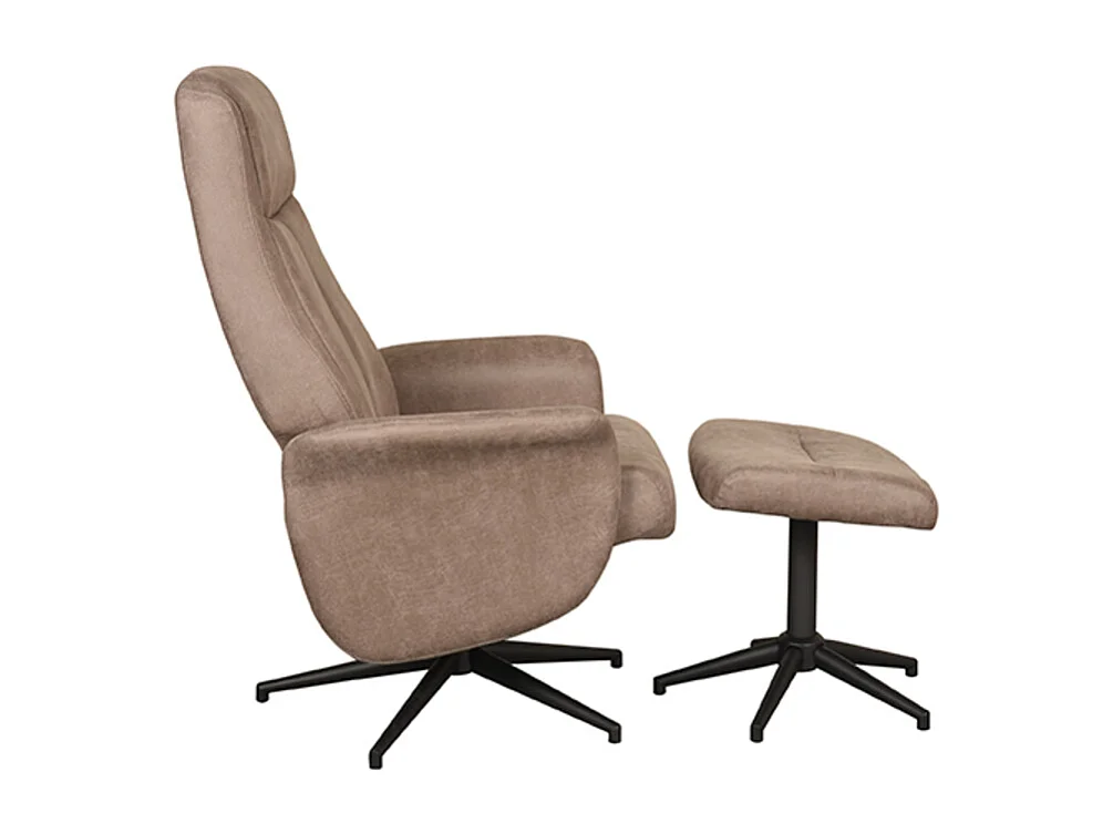 Fauteuil Bergen - Taupe - Micro Suede - Avec repose-pieds - 62 x 77 x 53 cm