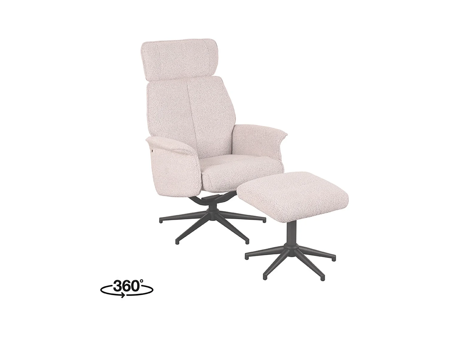 Fauteuil Verdal - Naturel - Boucle - Incl. ottoman