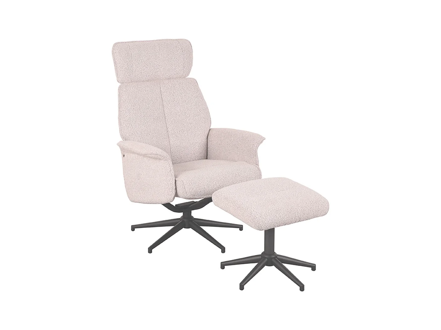 Fauteuil Verdal - Naturel - Boucle - Incl. ottoman