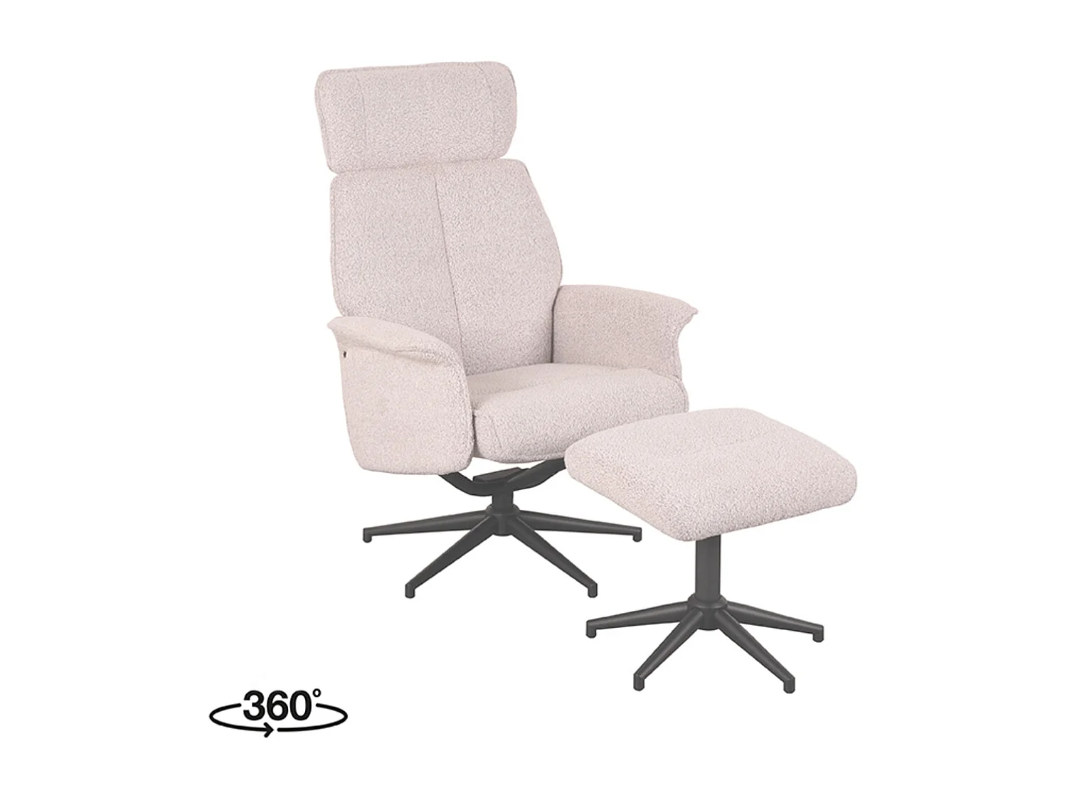 Fauteuil Verdal - Naturel - Boucle - Incl. ottoman