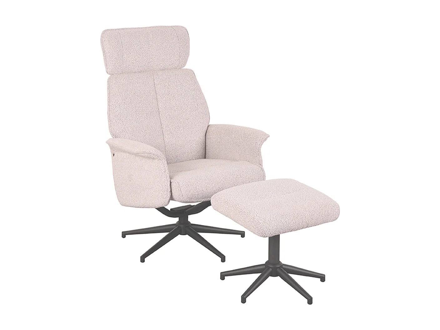 Fauteuil Verdal - Naturel - Boucle - Incl. ottoman