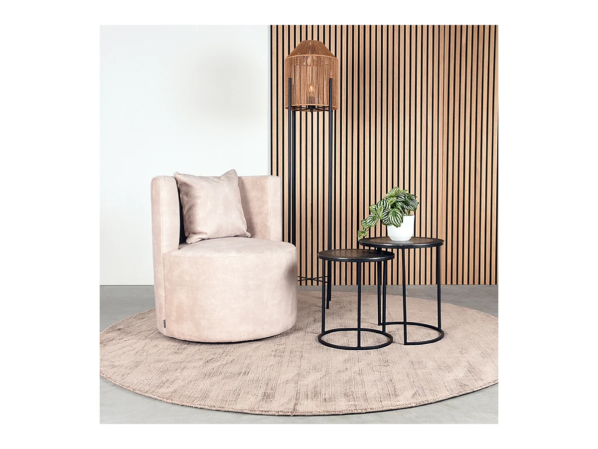 Fauteuil Evy 65x65x75 cm - Naturel - Velours