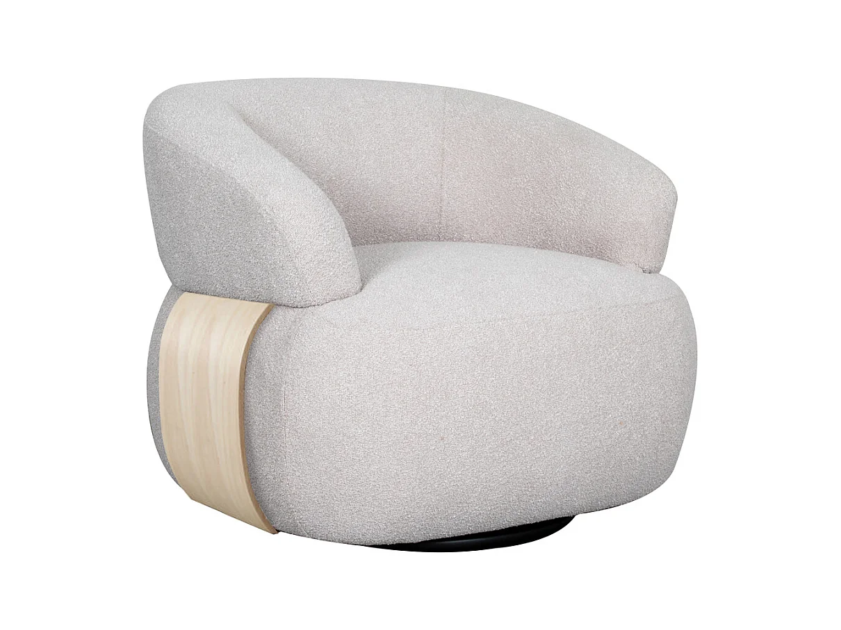 Fauteuil Valenza - Naturel - Tissu - Bois naturel - 79x83x73 cm