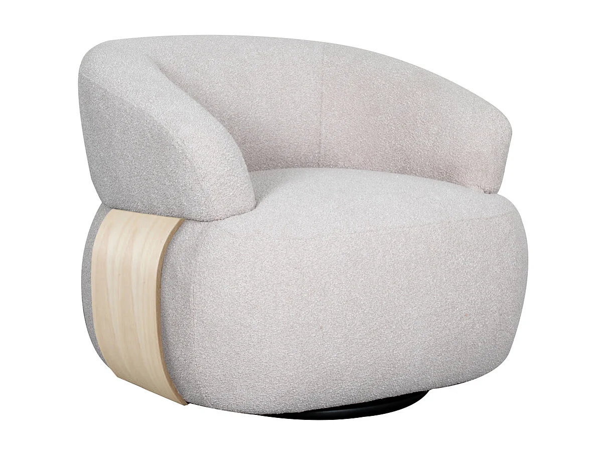 Fauteuil Valenza - Naturel - Stof - Naturel Hout - 79x83x73 cm