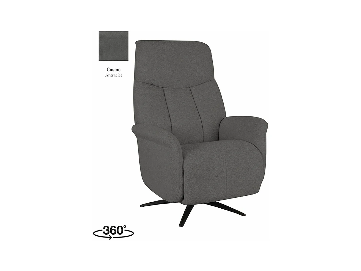 Fauteuil Oslo - Antraciet - Cosmo - Elektrisch - 87x79x112 cm