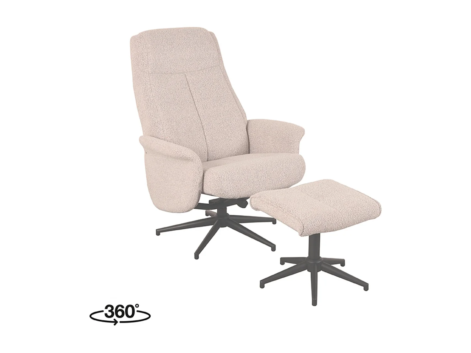 Fauteuil Bergen - Naturel - Boucle - Incl. Ottoman