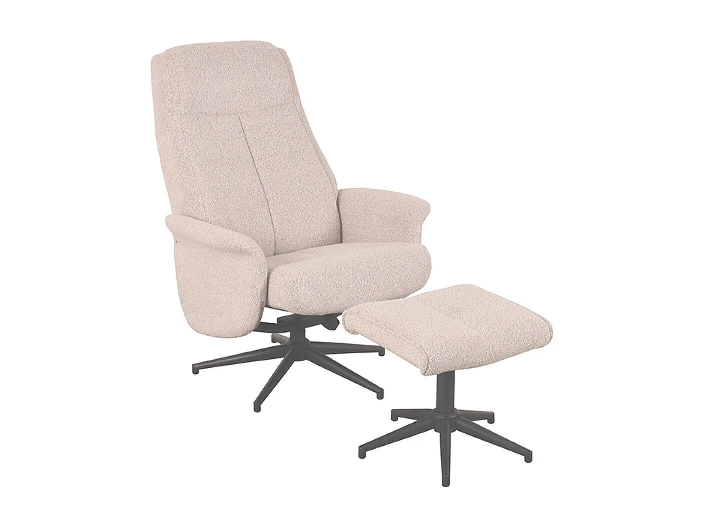 Fauteuil Bergen - Naturel - Boucle - Avec ottoman