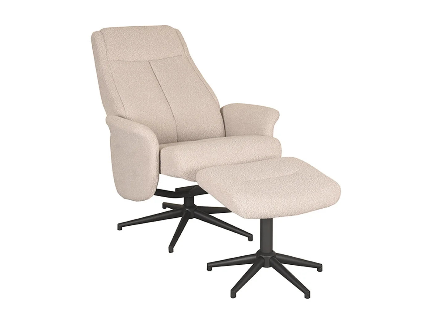 Fauteuil Bergen - Naturel - Boucle - Avec ottoman