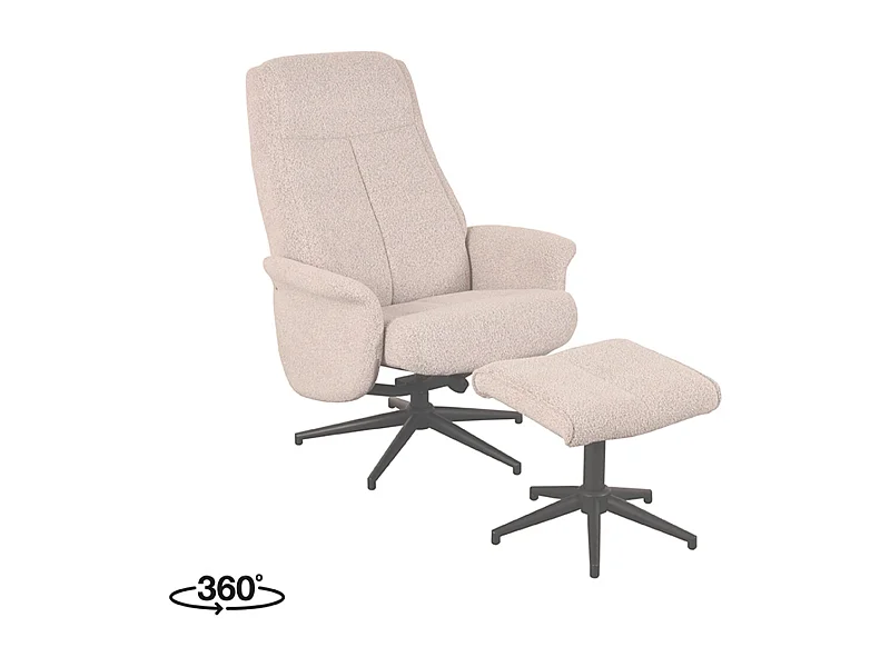 Fauteuil Bergen - Naturel - Boucle - Incl. Ottoman