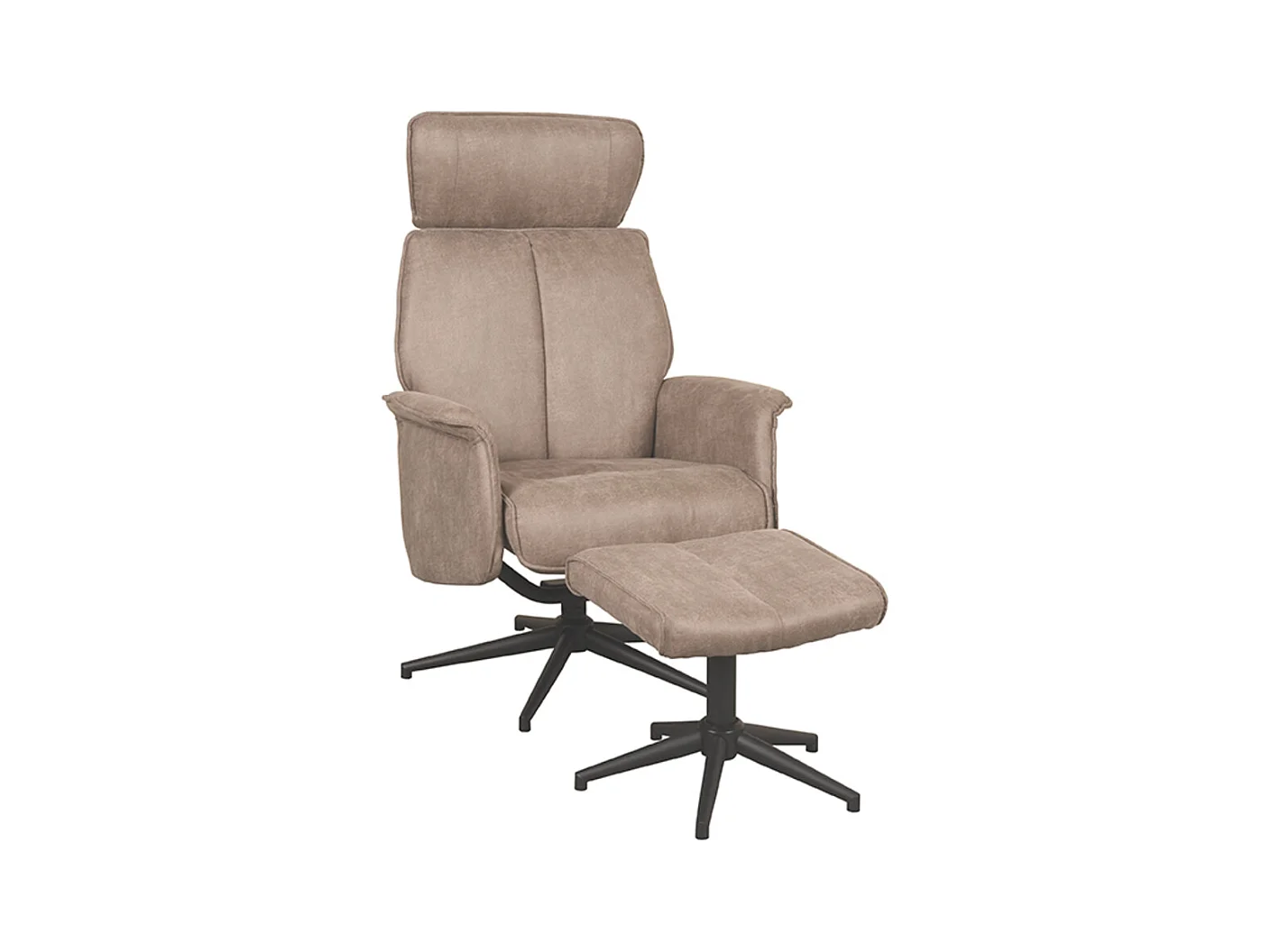 Fauteuil Verdal - Taupe - Micro Suede - Repose-pieds inclus - 79 x 77 x 109 cm