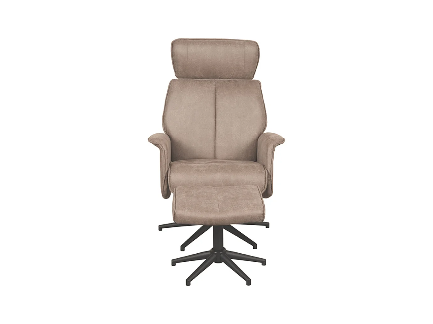 Fauteuil Verdal - Taupe - Micro Suede - Repose-pieds inclus - 79 x 77 x 109 cm
