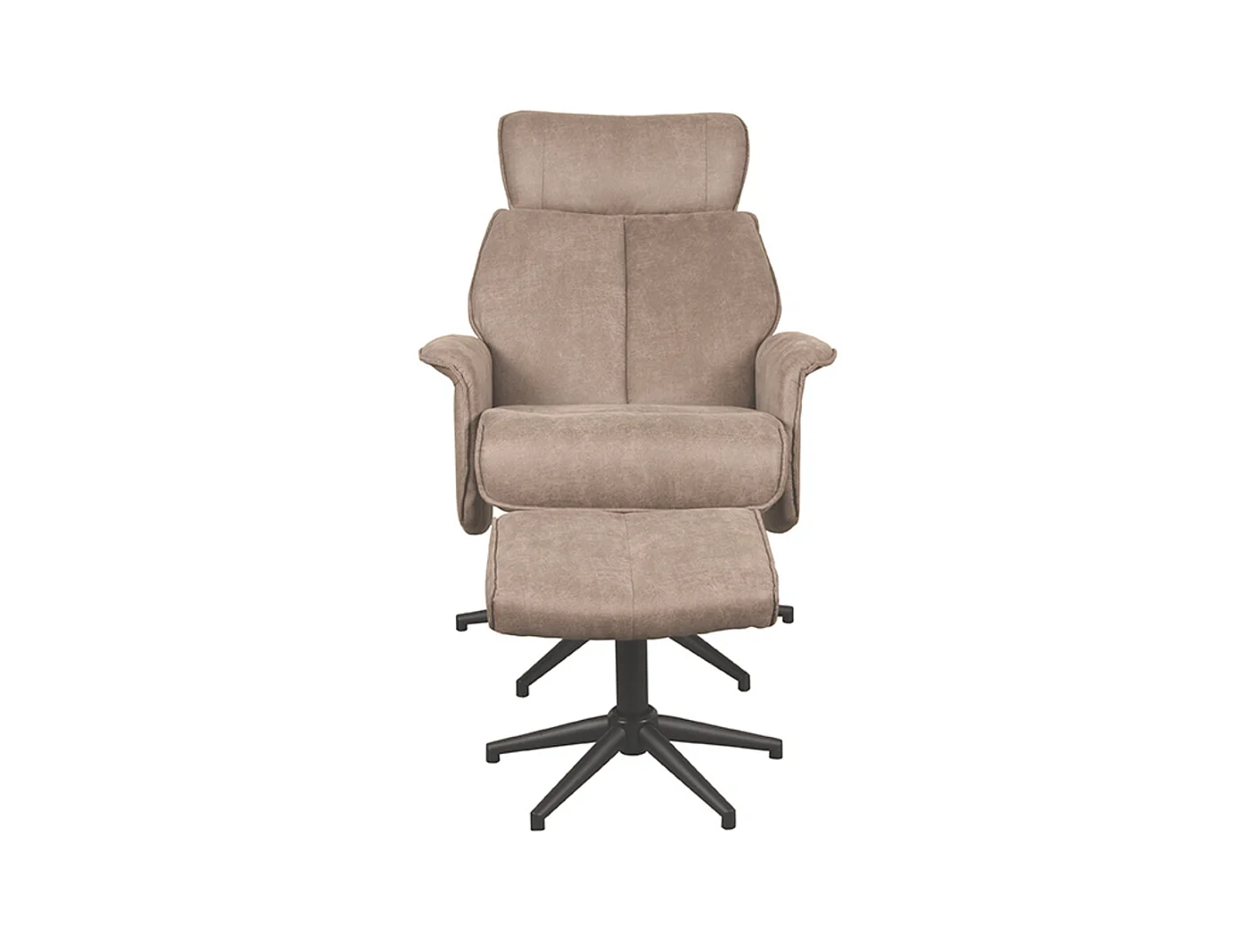 Fauteuil Verdal - Taupe - Micro Suede - Repose-pieds inclus - 79 x 77 x 109 cm