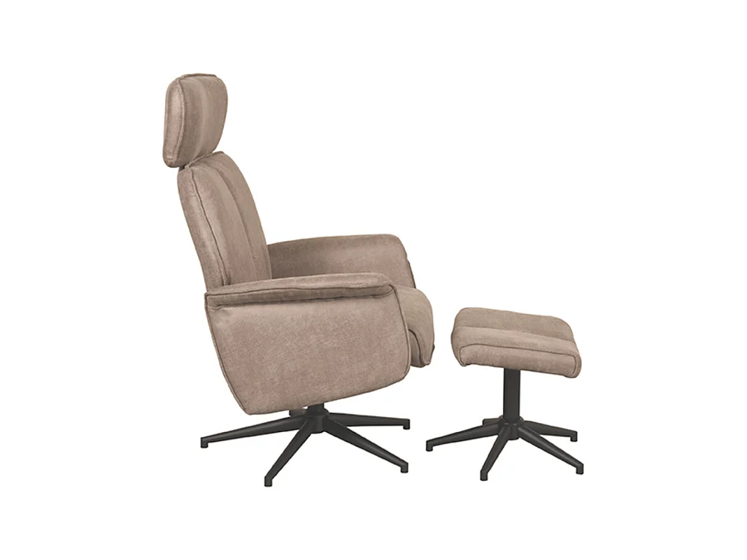 Fauteuil Verdal - Taupe - Micro Suede - Repose-pieds inclus - 79 x 77 x 109 cm