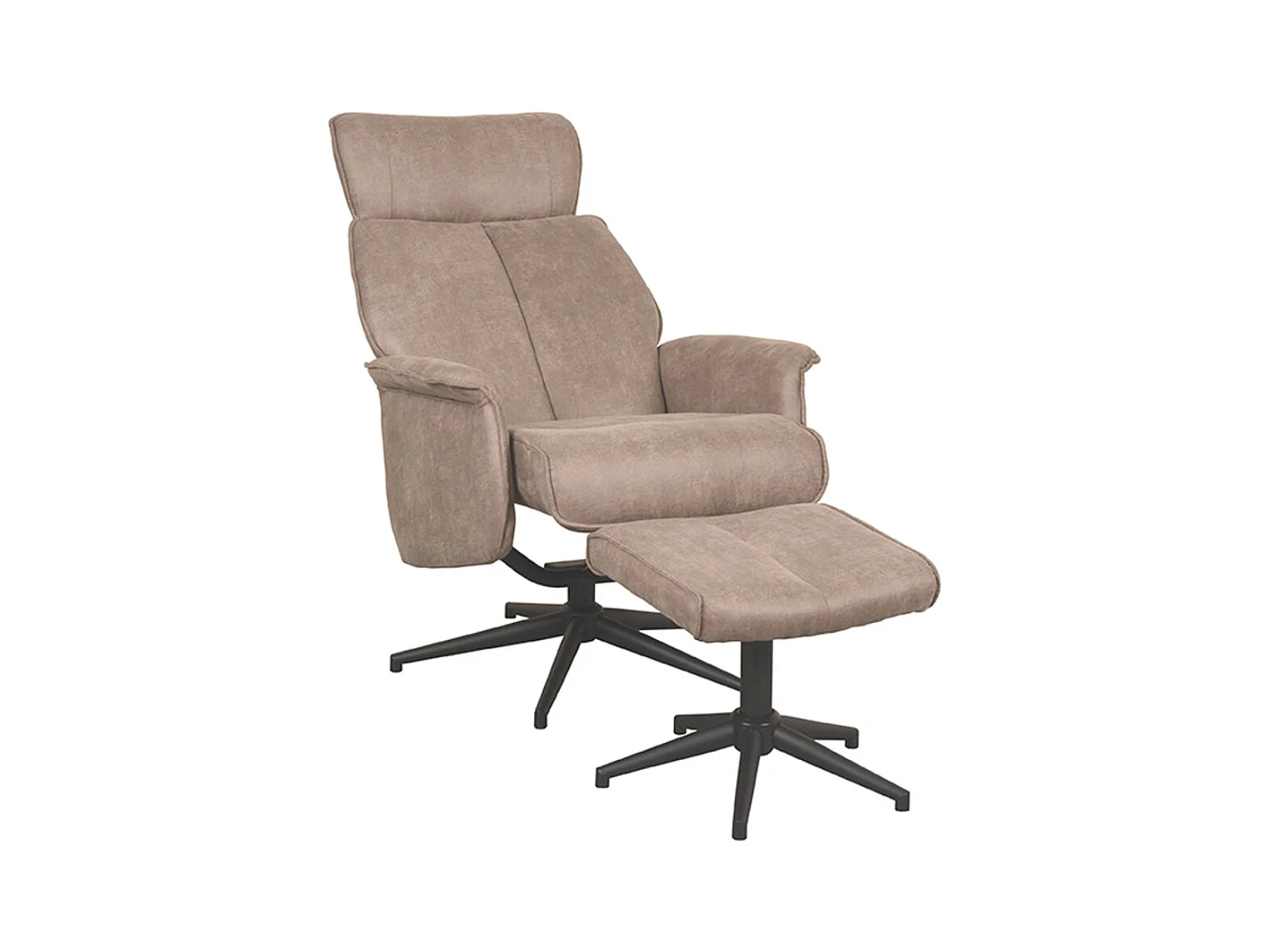 Fauteuil Verdal - Taupe - Micro Suede - Repose-pieds inclus - 79 x 77 x 109 cm