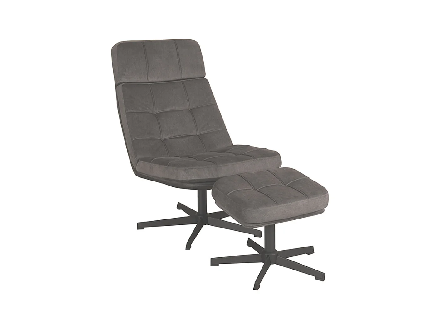 Fauteuil Alvar - Anthracite - Cosmo - Tabouret inclus - 57x53x83 cm