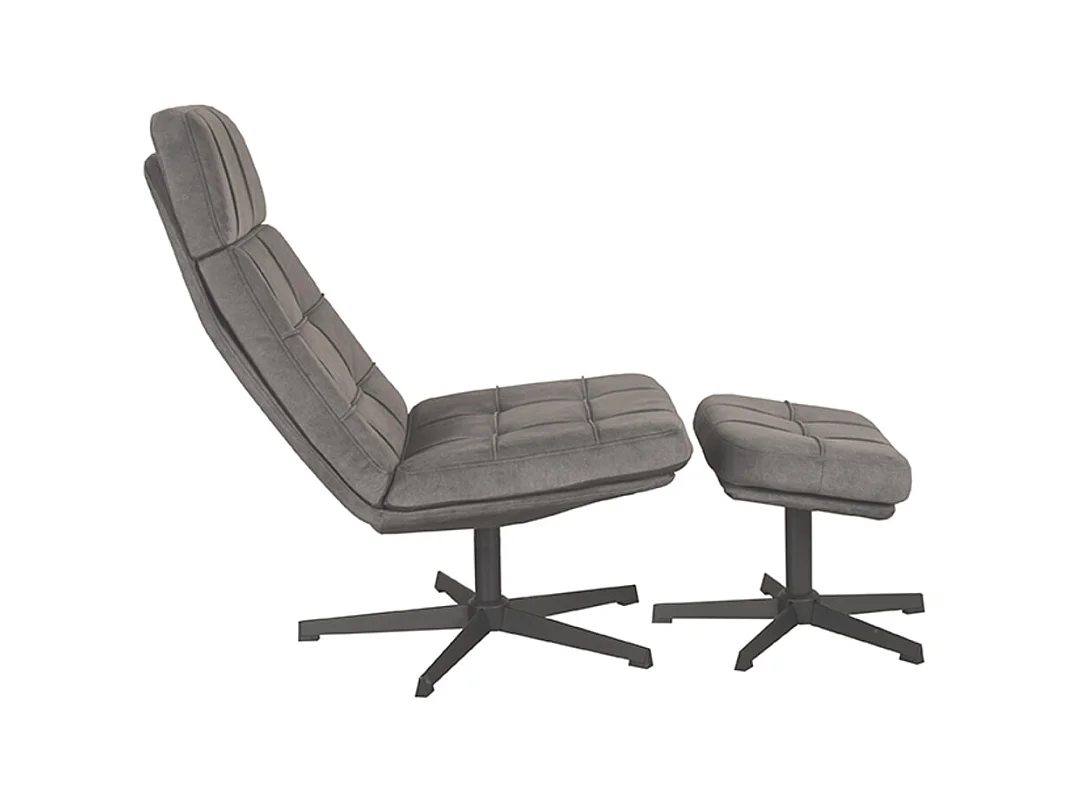 Fauteuil Alvar - Anthracite - Cosmo - Tabouret inclus - 57x53x83 cm