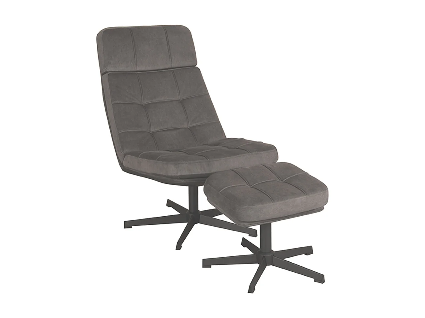 Fauteuil Alvar - Anthracite - Cosmo - Tabouret inclus - 57x53x83 cm