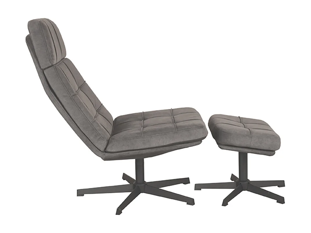 Fauteuil Alvar - Anthracite - Cosmo - Tabouret inclus - 57x53x83 cm