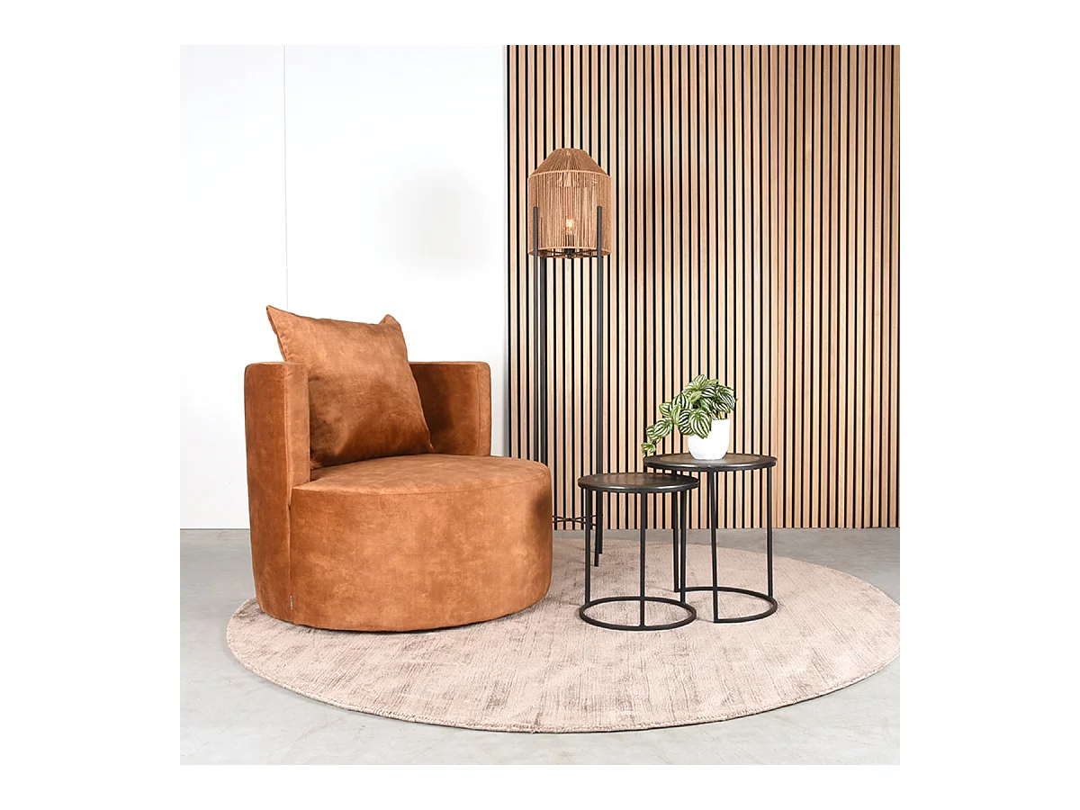 Fauteuil Evy 90x90x75 cm - Oker - Velours