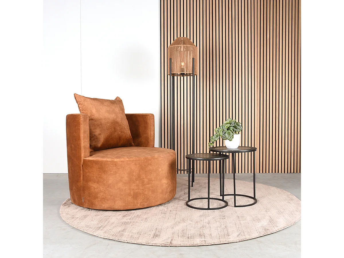 Fauteuil Evy 90x90x75 cm - Ocre - Velours