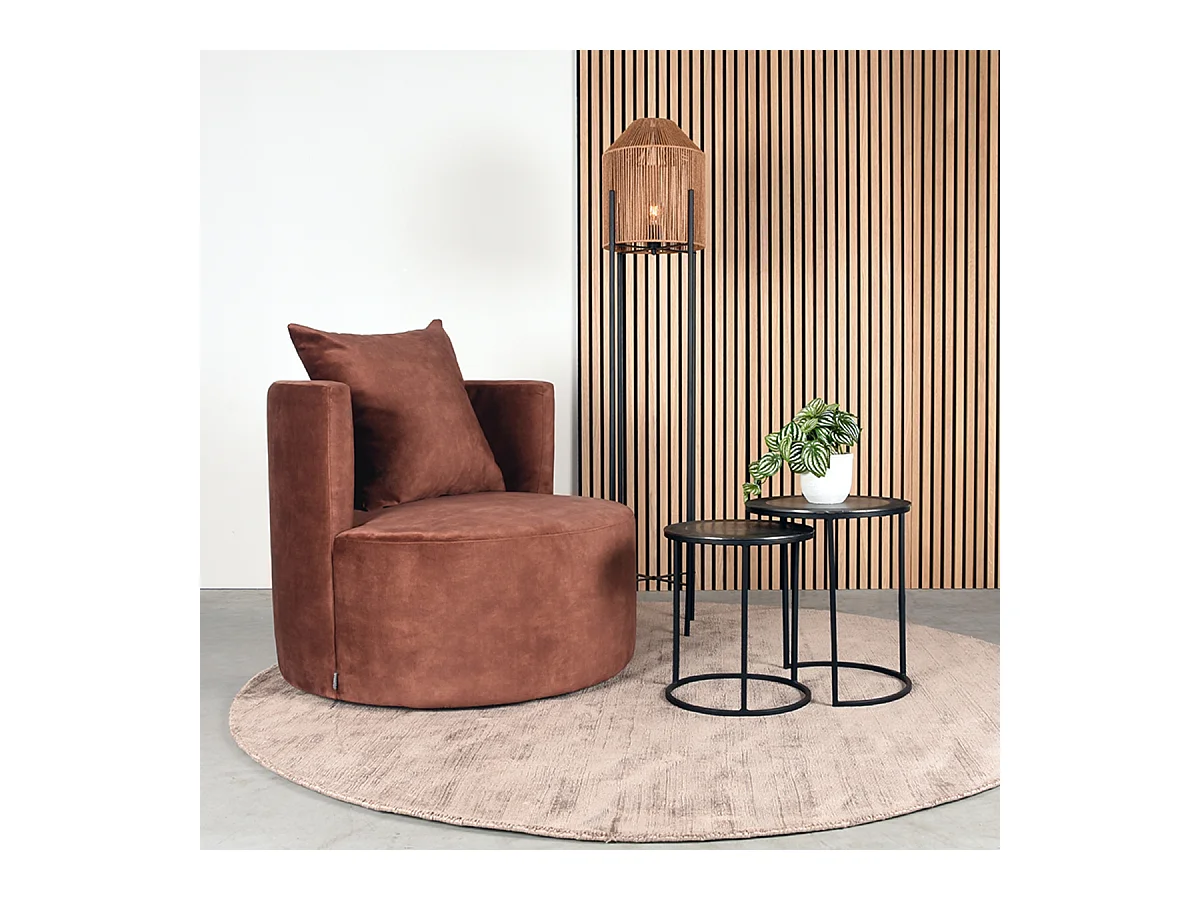 Fauteuil Evy 90x90x75 cm - Rust - Velours