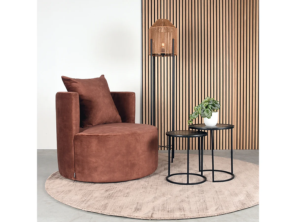 Fauteuil Evy 90x90x75 cm - Rouille - Velours