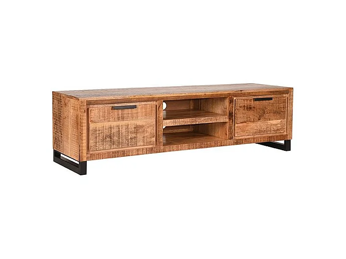 Meuble TV Glasgow - Brut - Bois de manguier - 160 cm
